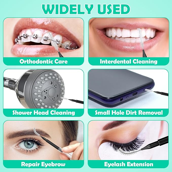 320-Piece Interdental Brush Set, Soft & Flexible Floss Picks for Braces, Orthodontic Care, Teeth Cleaning, 120 Black Spiral Brushes 200 Green Picks, Reusable Oral Care Essentials