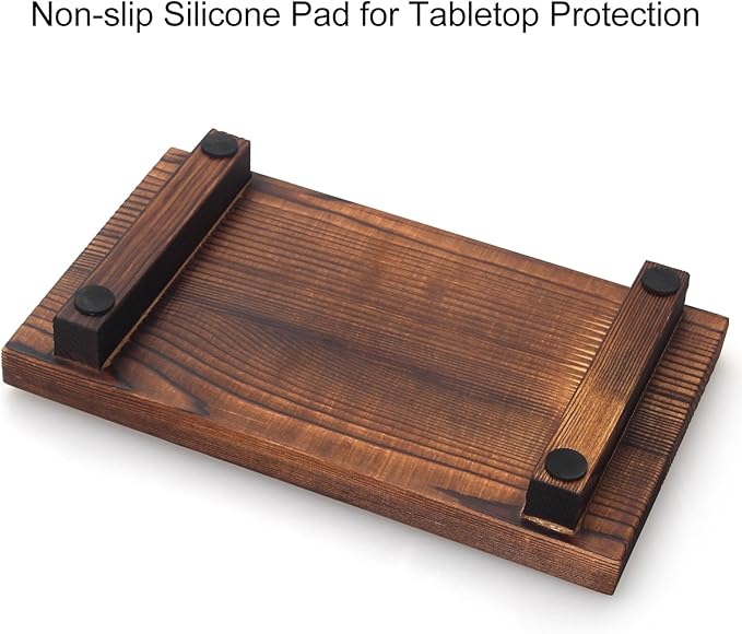 Small Bathroom Counter Organizer Tray Wooden Pedestal Stand for Display Decor Farmhouse Wood Risers Soap Dish Dispenser Holder for Kitchen Sink Tray Modern Bathroom Vanity Accessories Decorative trays