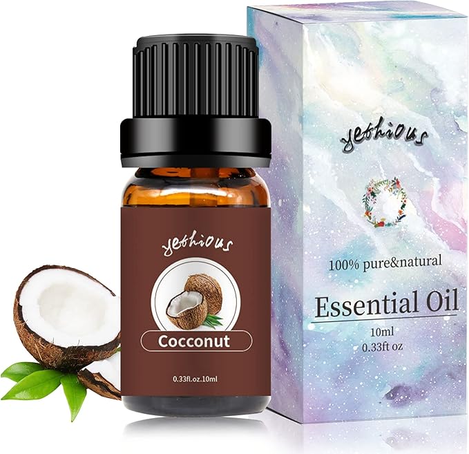 yethious Coconut Essential Oil for Diffuser, Skin, Hair, Massage Pure Natural Organic Coconut Oil 10ml