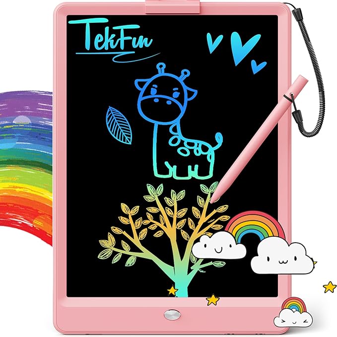 TEKFUN LCD Writing Tablet for Kids, 10-inch Coloring Drawing Pad, Mess Free Doodle Board, Christmas Gifts for Girls and Toddlers, Toys for 3 4 5 6 7 8 Year Old Boys (Pink)