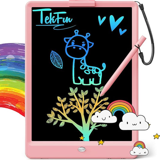 TEKFUN LCD Writing Tablet for Kids, 10-inch Coloring Drawing Pad, Mess Free Doodle Board, Christmas Gifts for Girls and Toddlers, Toys for 3 4 5 6 7 8 Year Old Boys (Pink)