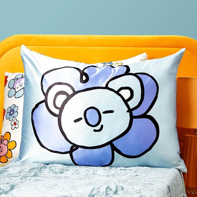 Kitsch x BT21 (Koya) Satin Pillowcase with Zipper for Hair & Skin - Softer Than Silk Pillow Cases, Smooth Cooling Pillow Cover, Wrinkle-Free, Machine Washable, Queen/Standard (19x26)