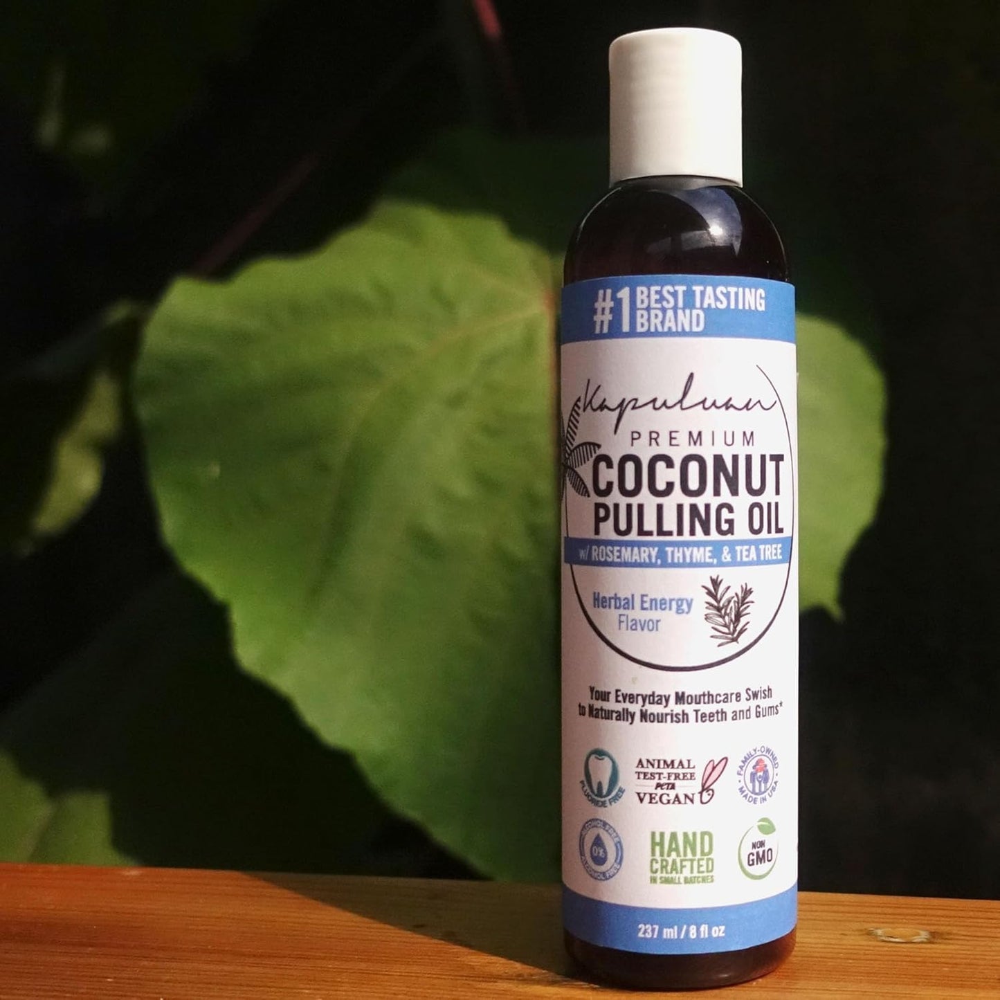 Kapuluan Coconut Oil Pulling for Teeth and Gums Mouthwash, 100% Pure and Natural, Non-GMO, Ayurvedic– with Rosemary, Thyme, and Tea Tree Essential Oil