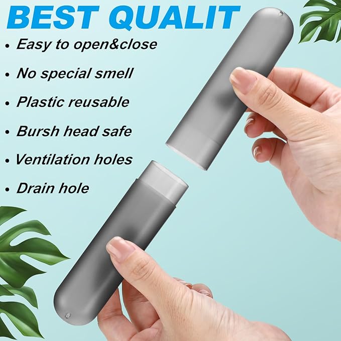 Sieral 90 Pack Travel Toothbrush Case Holder - Bulk Breathable Portable Toothbrush Storage Plastic Container for Home, Outdoor, Travel, Trip, Camping, 8 x 1.2 Inch (Gray)