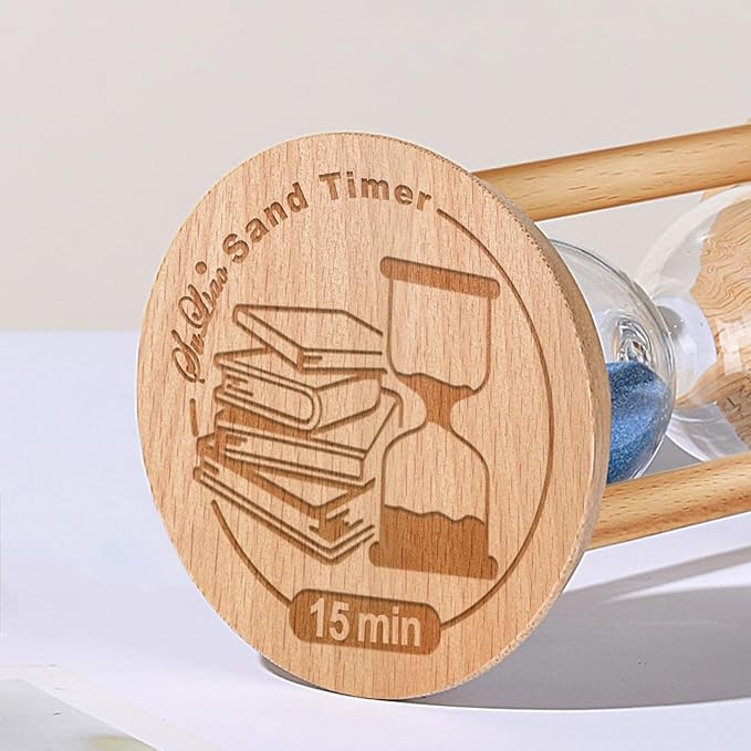 SuLiao Wooden Sand Timer 15 Minute Hourglass, Wood Blue Sand Clock, Small Watch 15 Min Timer, Hour Glass Sandglass for Home, Reloj De Arena, Office, Decorative, Game, Classroom