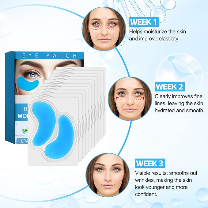 10 PCS Facial Wrinkle Patch, Forehead Moisturizing Patch for Smooth Smile Line, Frown Line & Crows Feet, Facial Pads for Under Eyes, Lips, Forehead