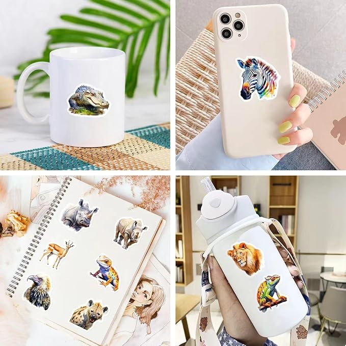 50 Pcs Cute Animal Stickers Bulk.Zoo Animal Stickers Packs for Kids,Adults Teens,Girls,Wild Africa Sticker for Water Bottles Laptop, Phone Etc