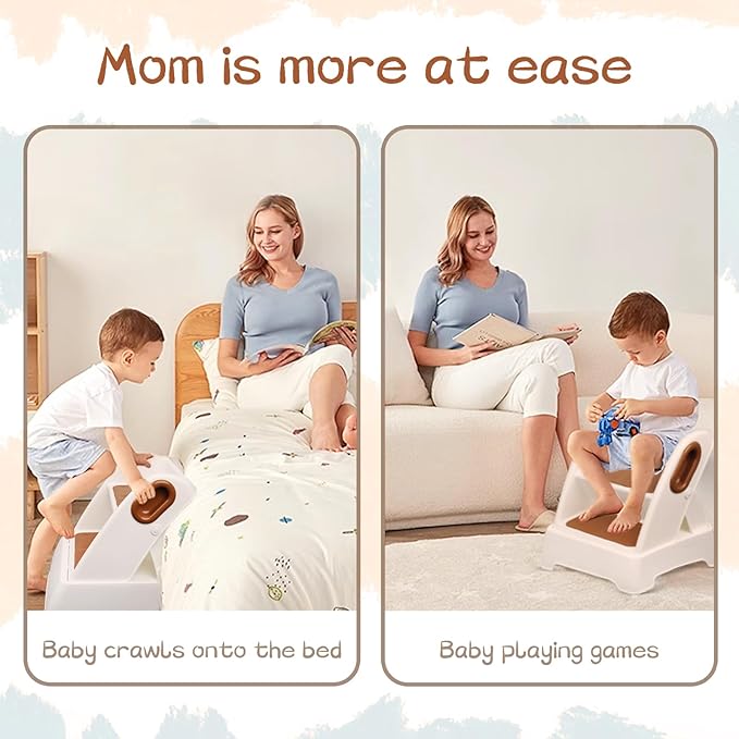 Two Step Stool for Kids,Foldable 2 Step Stool for Toddlers,Non-Slip with Handles Kids Stool for Bathroom Sink,Toilet Bedroom, Potty Training,Kitchen