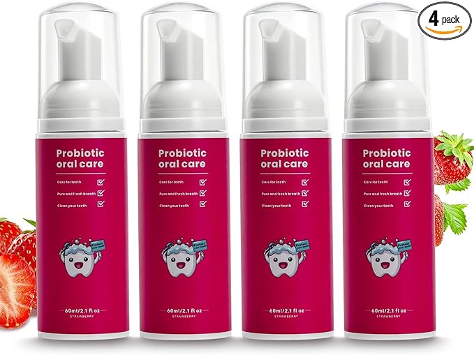 Fluoride Free Foam Kids Toothpaste - ELOTAME 4 Pack Toddler Natural Teeth Cleaning Toothpaste with Strawberry Mint Flavor,Travel for U Shaped Toothbrush