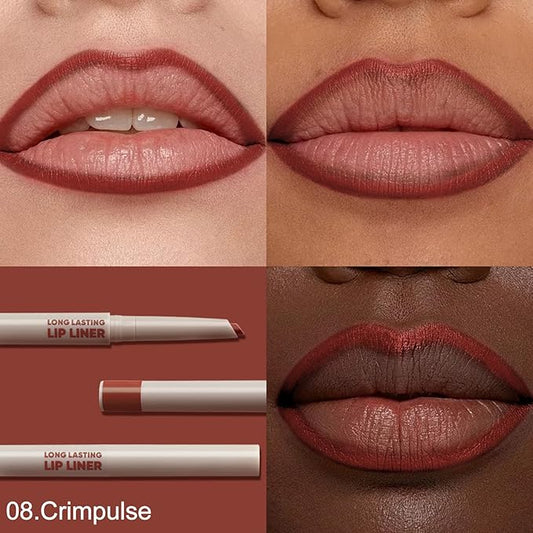 Erinde Long-Lasting Lip Liner Pencil, 2-in-1 Matte Lipliner Pencil for Sculpting & Filling, Rich Color Creamy Waterproof Lip Liner Crayon, Lip Contour Tint Makeup, Vegan & Cruelty-Free, 08 Oxblood Red