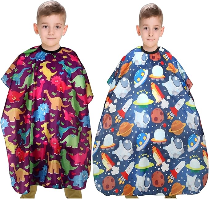 Kids Hair Cutting Cape (2 Pack) Professional Children Salon Barber Apron for Boys and Girls