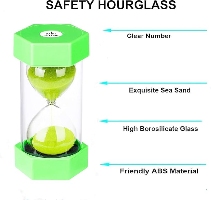 SuLiao Hourglass Sand Timer 60 Minute, Plastic Large Green Sand Clock Watch1 Hour,Reloj De Arena for Kids, Games, Classroom, Kitchen, Decorative, Small One Hour Glass Colorful Sandglass Timer
