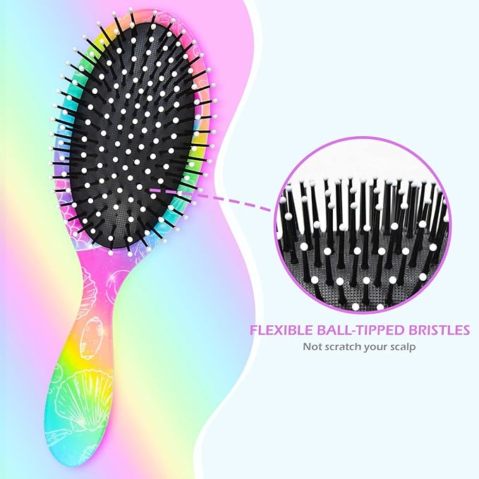 Kids Hair Brush Girls, Toddler Wet Dry Detangling Hair Brush for Curly Thick Hair Pain-Free Comb Girls Kids Women Unicorn Mermaid