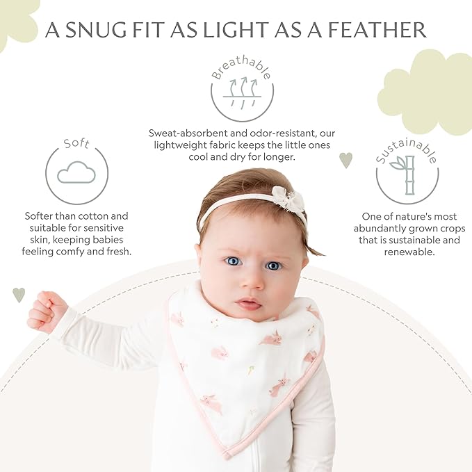 Bamboo Little Baby Bibs (Pack of 2) - Bibs with Adjustable Snaps- Absorbent Terry Backing