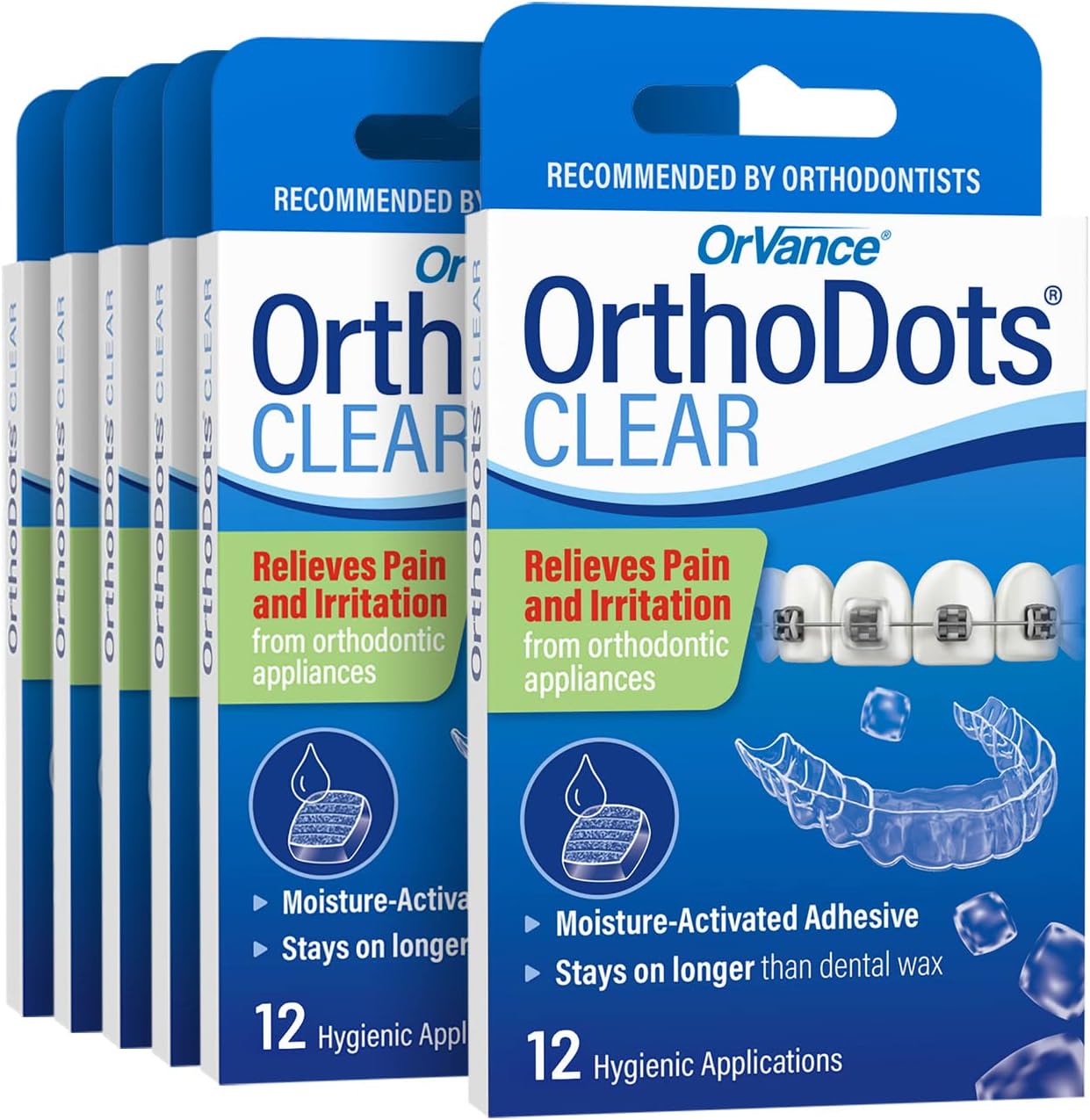 ORVANCE Orthodontic Wax, Clear Moisture Activated Braces Wax Alternative for Pain Relief, 72 Count