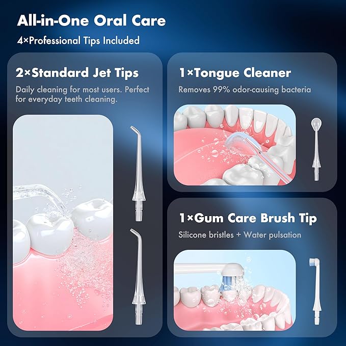 Dygoophy® K1 Cordless Water Flosser & Oral Irrigator | 300ml Tank, IPX7 Waterproof, 4 Modes, 30-Day Battery, Quiet Design for Braces, Sensitive Gums & Complete Dental Care (White)