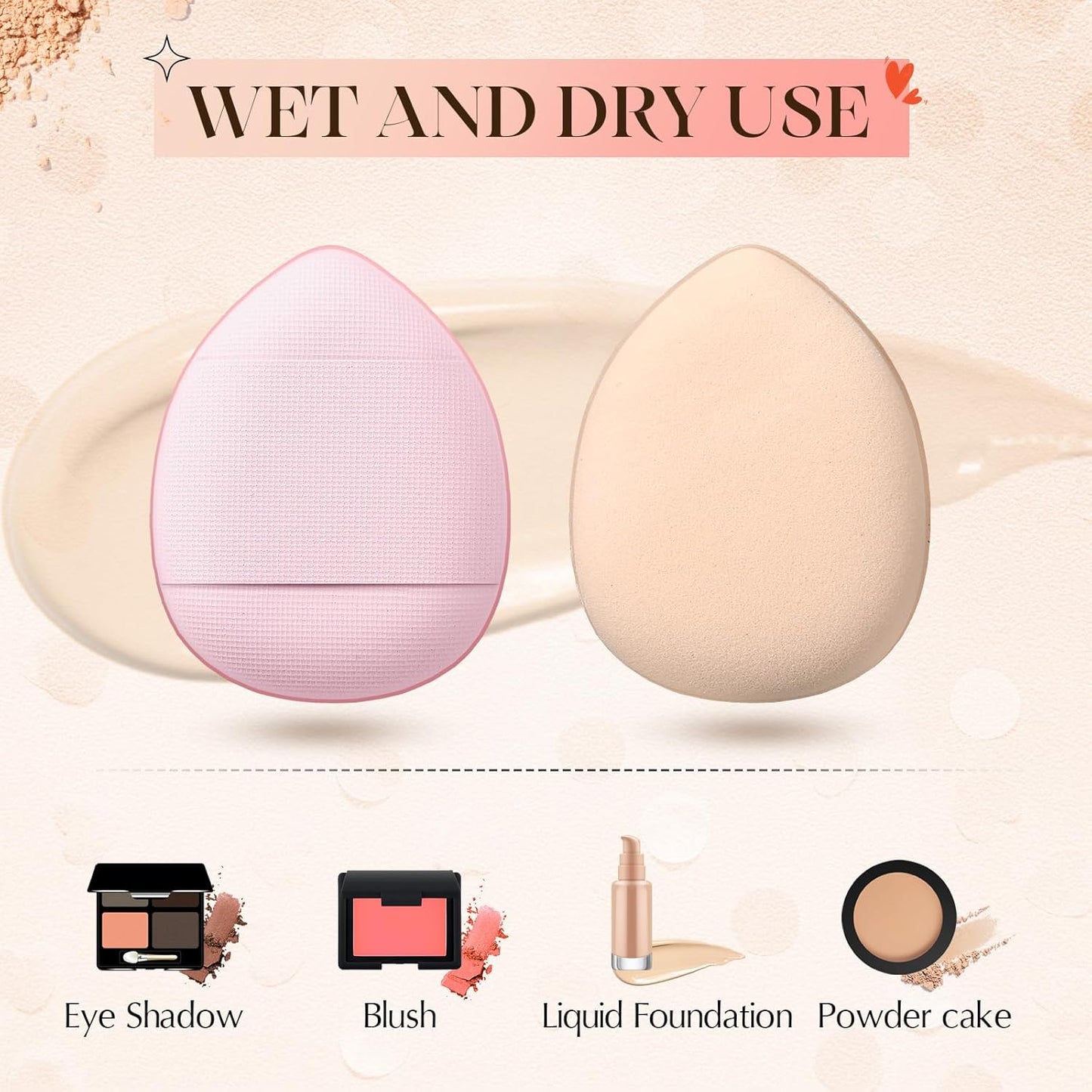 Gerrii 72 Pcs Finger Powder Puff Mini Makeup Sponge Soft Beauty Makeup Blender Puff for Foundation, Face Powder, Under Eye Setting, Concealer, Repair Cream, Cosmetic Tool(Pink)