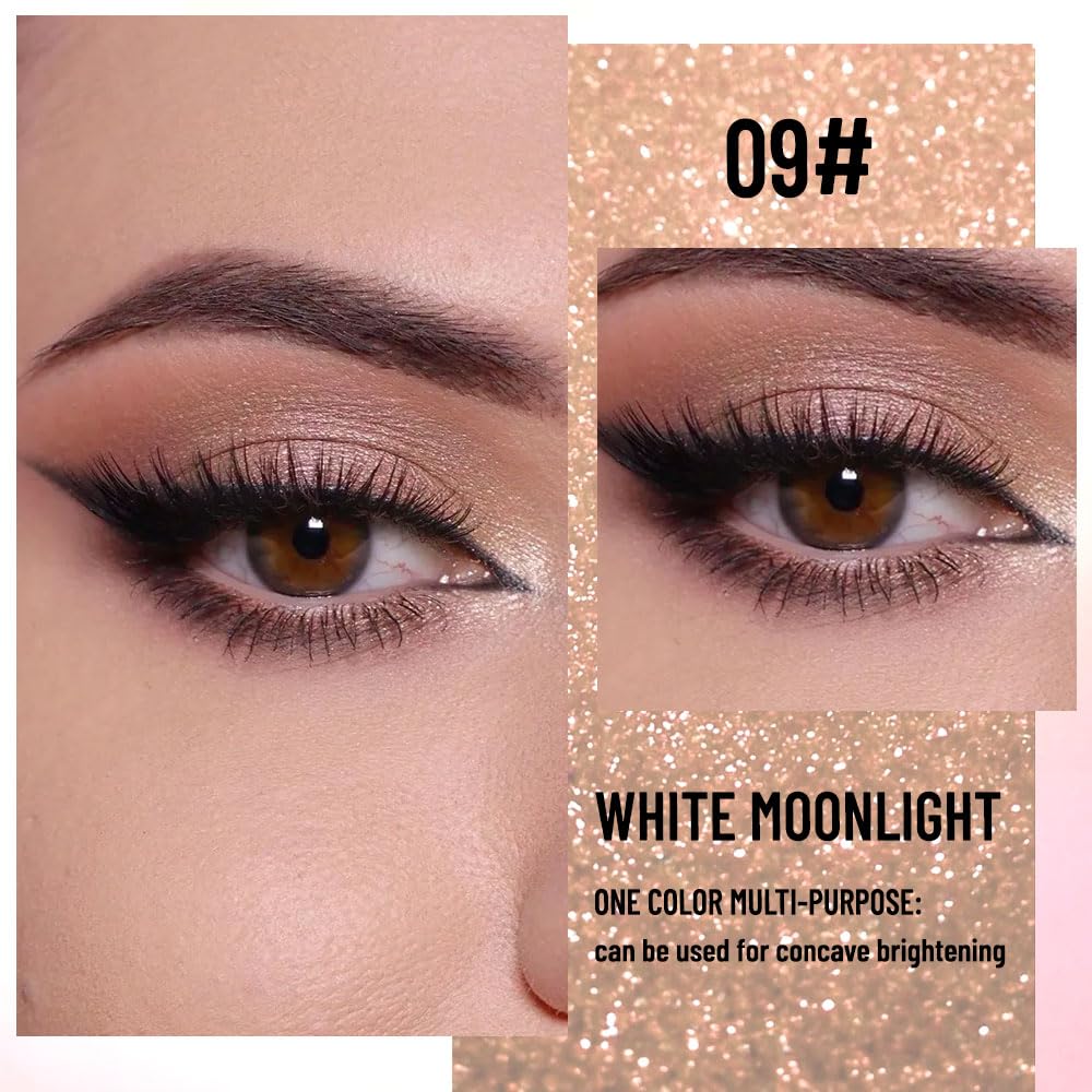Pearlescent mini Eyeshadow Highly Pigmented Blend Matte & Shimmer EyeShadow,Cream Moisturizing Waterproof&Long Lasting Eye Makeup Natural Luminous Makeup Look (B09, 1 Count (Pack of 1))