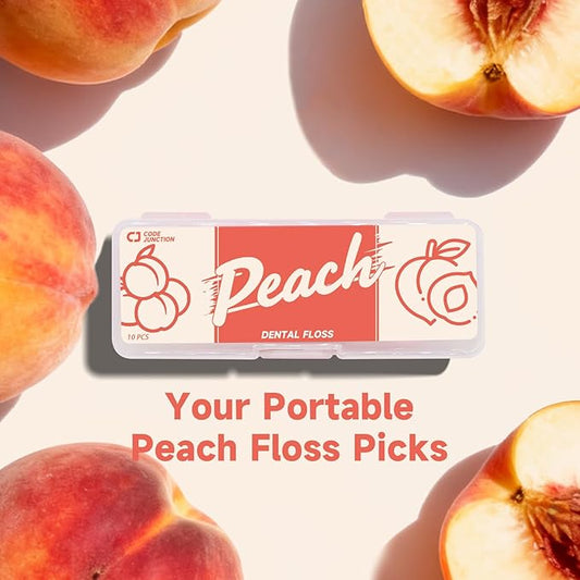 Travel Floss Picks, Peach Flavor, Dental Floss for Adults, 120 Count (3 Boxes of 4 Travel Packs)