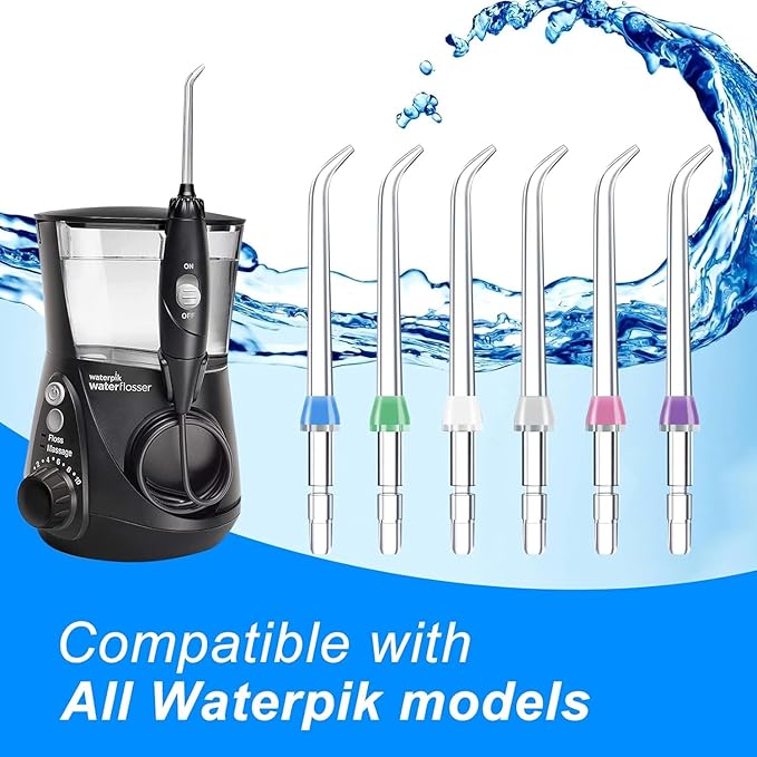 Water Flosser Replacement Tips, Replacement Classic Jet Tips for Waterpik Flosser Oral Irrigator & Dental Flosser (6 Classic Jet Tips)