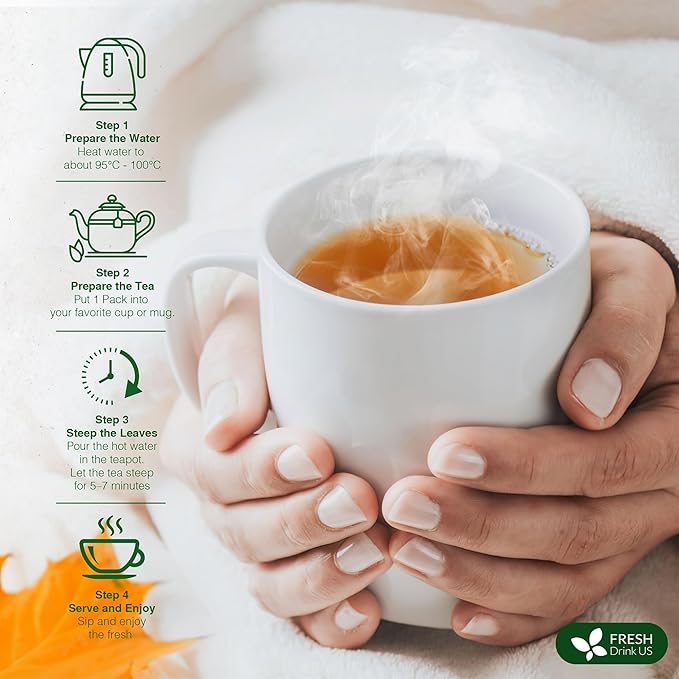 FreshDrinkUS, Premium Wormwood Tea - 40 Tea Bags - Handcrafted Herbal Blend, Caffeine-Free – Smooth Taste & Naturally Refreshing.