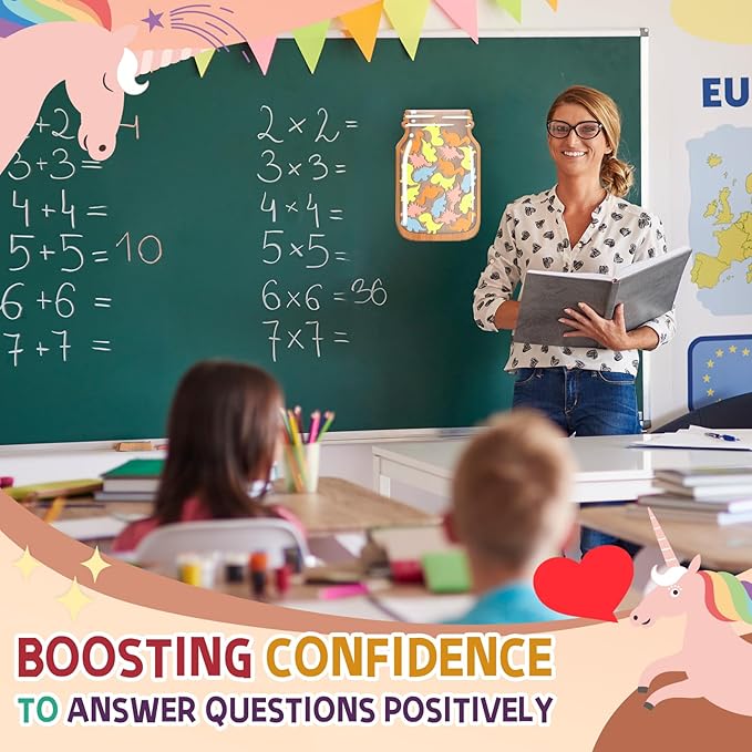 Little Dinosaur Reward Jars for Kids-Magnetic Reward System with Colorful Letter Stickers,Behavior Classroom Incentive Jar for Teachers Parents (Mason Jar with Stars, Kids Motivational Tool)