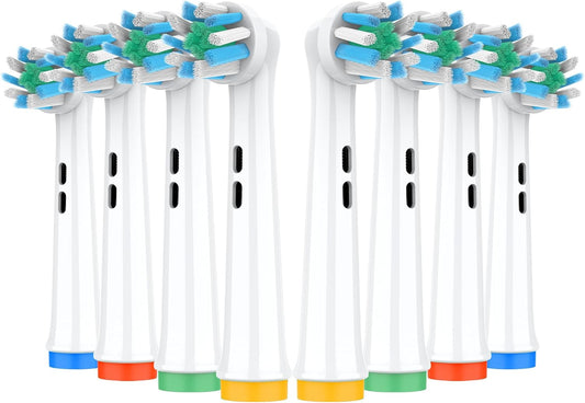 Replacement Heads Compatible with Oral B Electric Toothbrush, Superior Teeth Cleaning with Cross Bristles, 8 Count, White