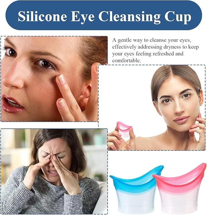 20pcs Eye Wash Cups Cleaner Eye Wash Kit for Rinse Portable Care Tool with Storage Container Silicone Eye Wash Cup for Quick Cleaning Relief Tired Dust Cleaning Makeup Irritants