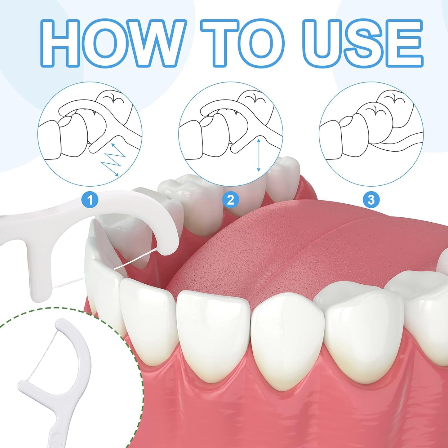 Dandat 2000 pcs Dental Floss Picks Bulk High Toughness Clean Tooth Picks Flossers Dental Floss Flossers for Teeth Cleaning Family Travel Tight Space Cleaning Plaque Remover(White)