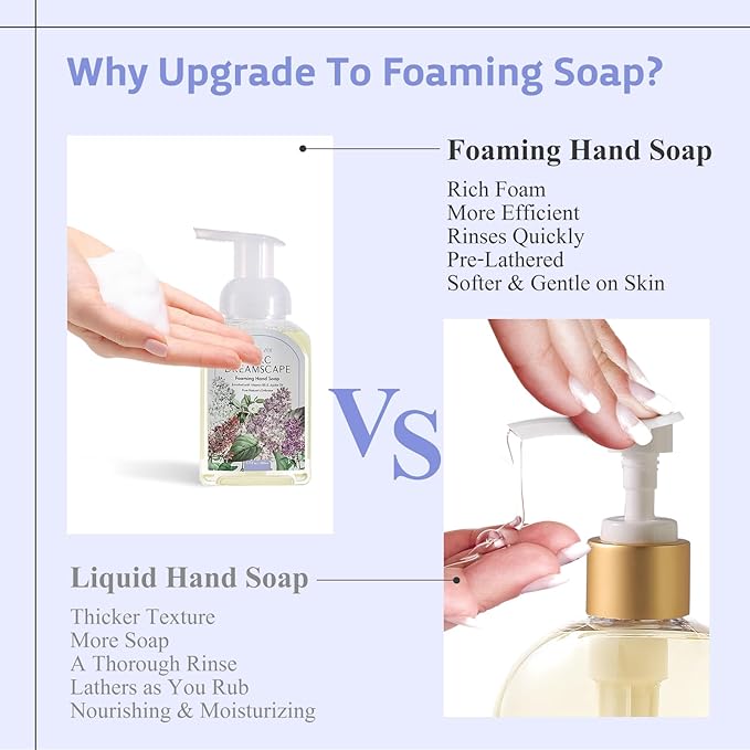 ROMIIE ZOI Lilac Foaming Hand Soap Refill Gift Set – 3 Pack (33.8 Fl Oz Each) with Refillable Dispenser, Soft Floral Scent, Moisturizing, Biodegradable & Chemical-Free Formula for Bathroom, Kitchen