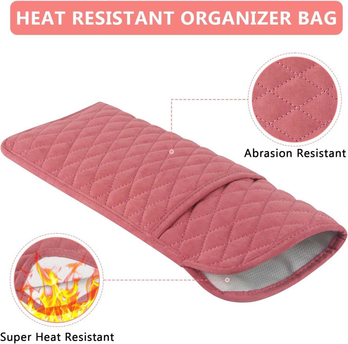 Heat Resistant Hair Tools Organizer Bag Portable Travel Storage Cover Case for Hair Straighteners, Curling Irons, Flat Irons and Hot Styling Tools(13.8" x 5.5")