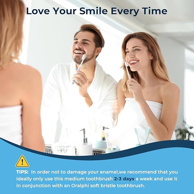 Pro Stain Eraser Medium Toothbrushes for Adults, Whitening Toothbrush with Spiral Medium Bristles for Smoke Tea Coffee Stain, Deep Plaque Removal, Rounded Bristle Tips for Gentle Cleaning