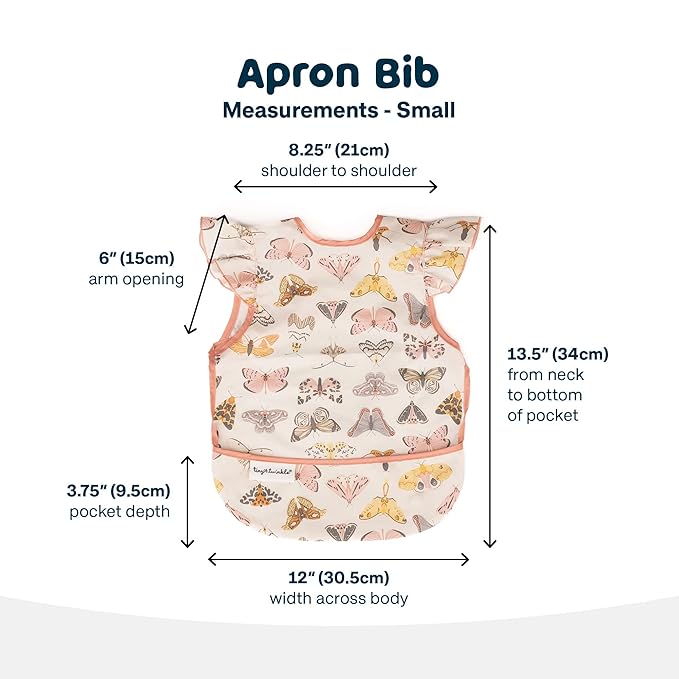 Tiny Twinkle Mess Proof Baby Bib for Girls | Waterproof Toddler Bib for Eating | Baby Apron for Feeding | Machine Washable | Perfect Shower Gift (Flutter, 6–24M)