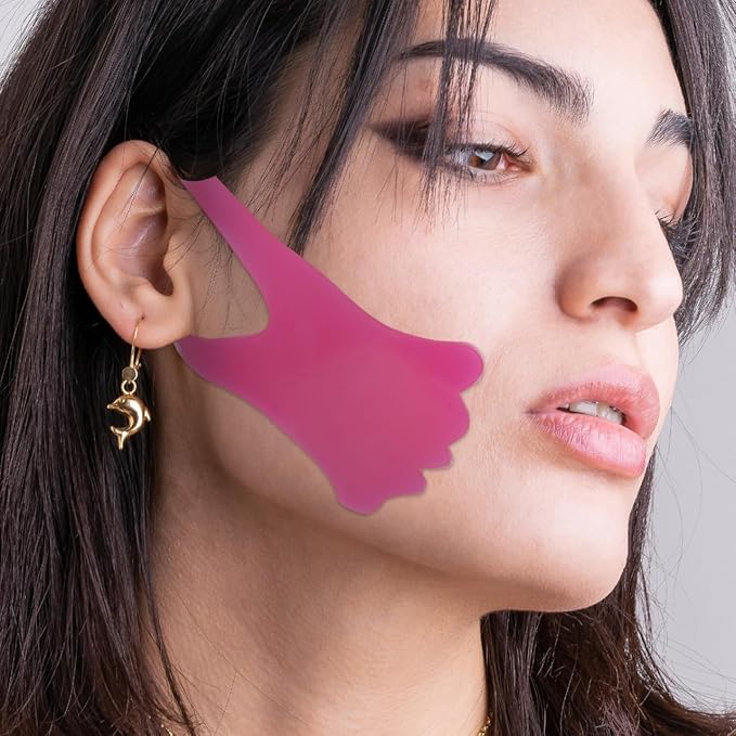 2Pcs Wrinkle Nasolabial Folds Sticker, Anti-Wrinkle Face Patches for Girls Women, Silicone Rosy Facial Care Stickers Lines, Mouth Wrinkles, and