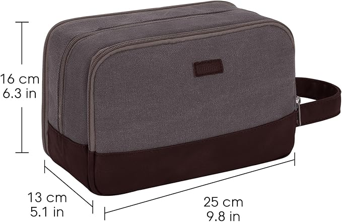 WANDF Travel Toiletry Bag for Men Large Toiletries Shaving Bag Water Resistant Hanging Dopp Kit Travel Accessories Bag for Women Men (Taupe)