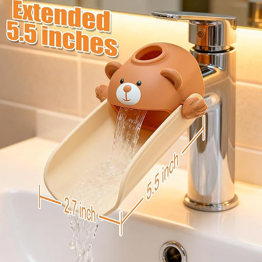 Skyroku Faucet Extender for Toddlers, Sink Extenders with Temperature Sensitive for Kids Hand Washing Sink Faucet Extension,Suitable for Bathroom Sink, Kitchen,Bathtub.(Brown) (Brown&Grey)