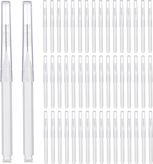 Patelai 50 Pieces Interdental Brush for Cleaner Braces Brush Toothpick Dental Tooth Flossing Head Oral Dental Hygiene Flosser Toothpick Cleaners Tooth Cleaning Tool(White)