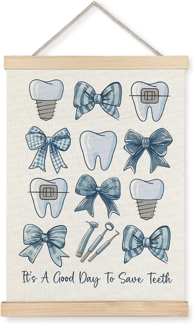 Yomisex Dentist Gifts Wall Art Poster, Dental Hygienist Assistant Office Gifts for Women, Blue Teeth Stuff Wall Art Framed for Dentist Office Home Decor, 12x16 Inch-(Blue)