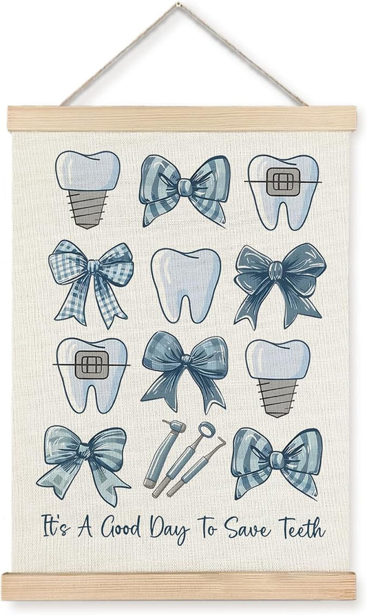 Yomisex Dentist Gifts Wall Art Poster, Dental Hygienist Assistant Office Gifts for Women, Blue Teeth Stuff Wall Art Framed for Dentist Office Home Decor, 12x16 Inch-(Blue)