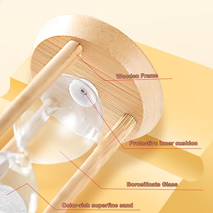 Wood Sand Timer, 5 Minute Hourglass,Bamboo Sandglass Timer 5 Min,Sand Clock Timer,Unique Sand Clock for Baking,Game, Gift,White