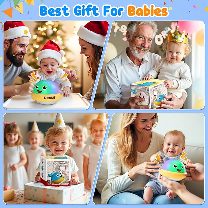 Light up Baby Bath Toys: Grey Whale Bath Toy Sprinkler,Rechargeable Bath Toys for Kids Ages 1-3,Outdoor Water Pool Toys for Toddlers 1 2 3,Fun Bathtub Birthday Gift for Boys & Girls,1 Yr Old Boy