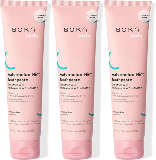 Boka Fluoride Free Toothpaste Nano Hydroxyapatite Toothpaste - Watermelon Mint Flavor, 4 oz 3Pk US Manufactured