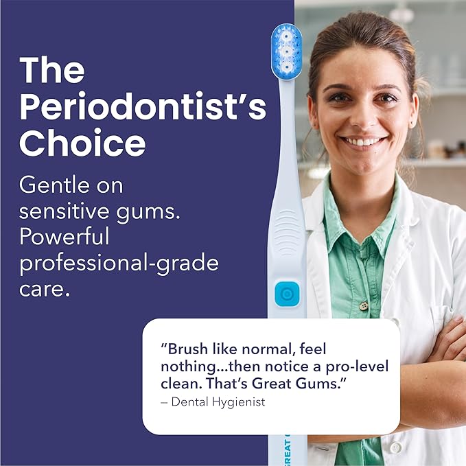 Lite Extra Soft Toothbrush for Sensitive Gums - Soft Bristle BioElectric Toothbrush for Braces Care - Non Vibrating Plaque Remover for Teeth - Orthodontic & Periodontal Teeth Cleaning Brush