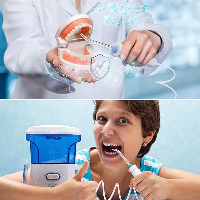 BBTO Oral Hygiene Accessories Standard Water Hose Plastic Handle with Water Flosser Replacement Jet Tip, Compatible with Waterpik Oral Irrigator WP-100 WP-300 WP-660 WP-900 (4 Pieces)