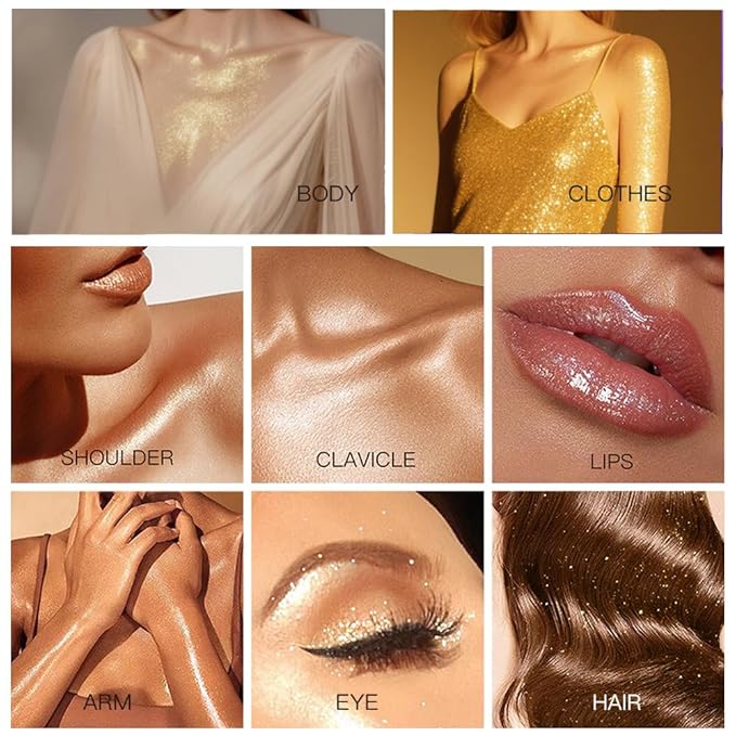 Pearl White Highlighter Spray, Professional Shiny Glitter Spray for Eyeshadow Face and Body Luminizers, Loose Shimmer Powder Makeup Mist for Women Kid Rave Outfits Festival Accessories