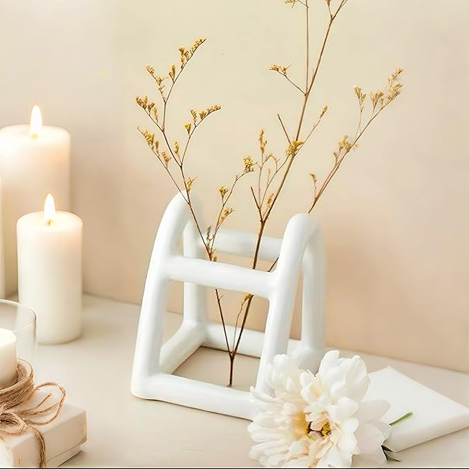 Handmade Ceramic Holder Stand for Toothbrushes, Makeup Brushes, and Pens - Minimalist Design for Bathroom Vanity and Countertops Decor (White)