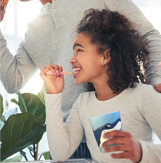 Lily's Home 3D Great White Shark Tumbler, Fun Novelty Reusable Toddler and Kids Cup, Bathroom Rinse Cup, BPA-Free Plastic, Ideal for Kids 3-6, Unbreakable and Shutterproof.(2, Shark) 10 Ounce