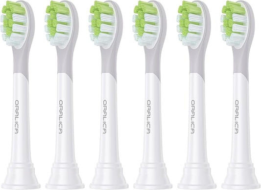 Japanese Brand Whitening Replacement Toothbrush Heads, Compatible with Philips Sonicare Click-on Handles, 6 Pack, Medium, with Tongue Cleaner (CA668, White)