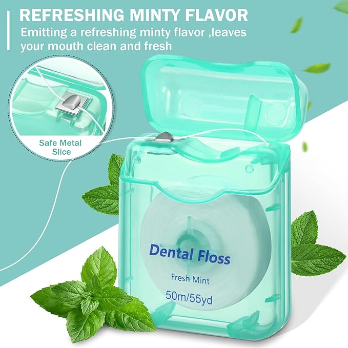 36 Pack Mini Dental Floss Bulk Mint Flavored 50m Each Travel Dental Floss Oral Care for Teeth and Gum Protection(Green)