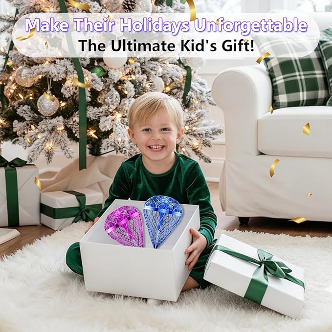 Tikduck 2025 Flying Bouncing Ball Toy - USB Rechargeable, Hand-Controlled with 3D Flips & Multi-Player Fun - Interactive Orb Toy for Kids, Teens & Adults - Indoor & Outdoor Play (Purple)